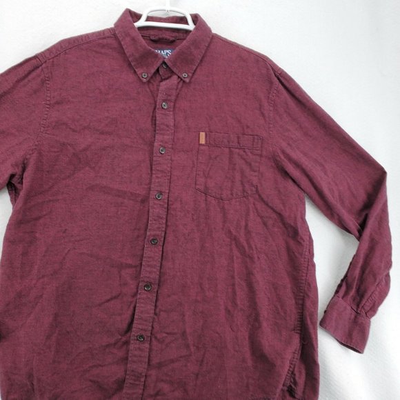 Chaps Shirt Men's Long Sleeve Casual Button Up Collared Twill Oxford Red XL - Picture 5 of 12